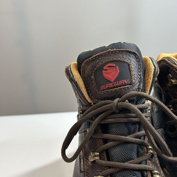 SUREWAY Boots Men's 9.5 Leather 6" Soft/Steel Toe Heavy Duty Waterproof Workwear - Picture 4 of 11